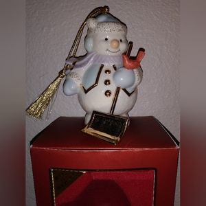 Lenox Porcelain Ornament Snowman Cardinal Shoveling Snow 5th in Series